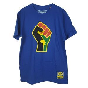 HBCU College Mitchell & Ness Large Shirt‎ Africa Fist Logo Blue NWT